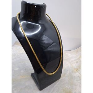 A Gold Tone Snake Chain Necklace Choker Elegant Herringbone Sleek Classic Y2K